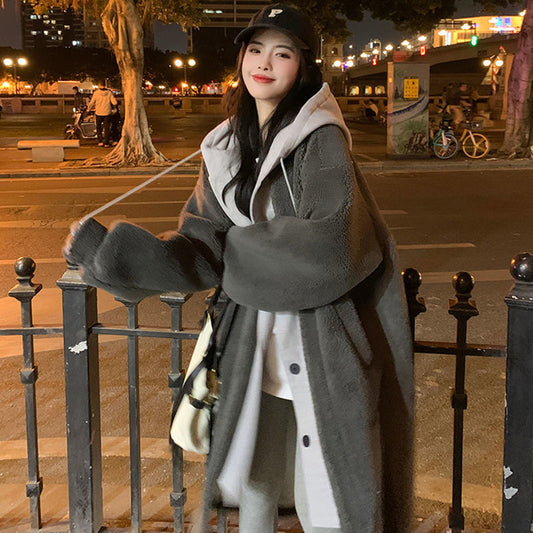 Long Coat Lambswool All-match Loose Fashionable Jacket