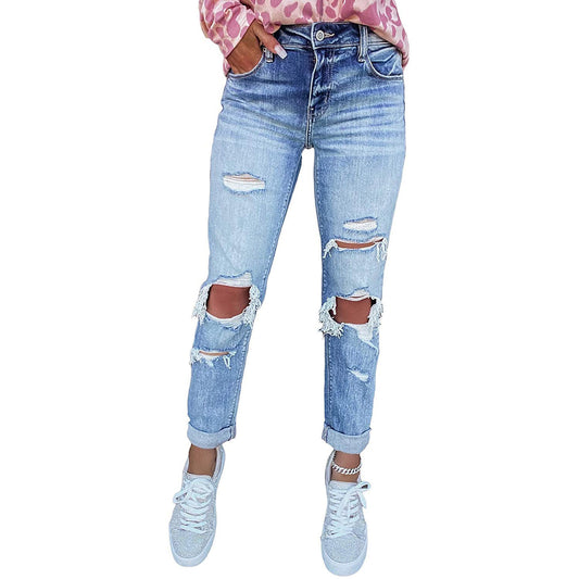Women's Skinny Ripped Jeans Hand-worn