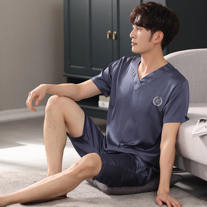 Pajamas Short-sleeved Shirt And Shorts Loose Ice Silk Suit Homewear