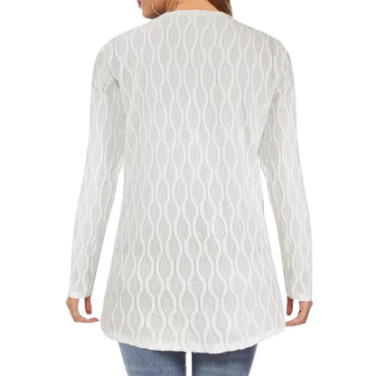 Hollow Solid Color Home Leisure Temperament Commuting Knitted Long-sleeved Cardigan Jacket Women's Clothing
