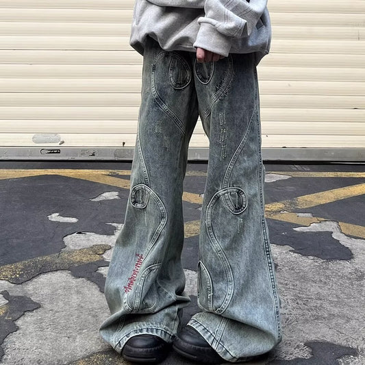 Men's Versatile Embroidered Vintage Skinny Jeans