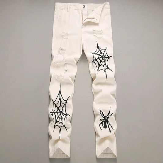 High Street Vibe Style Loose Straight Wide Leg Pants American Spider