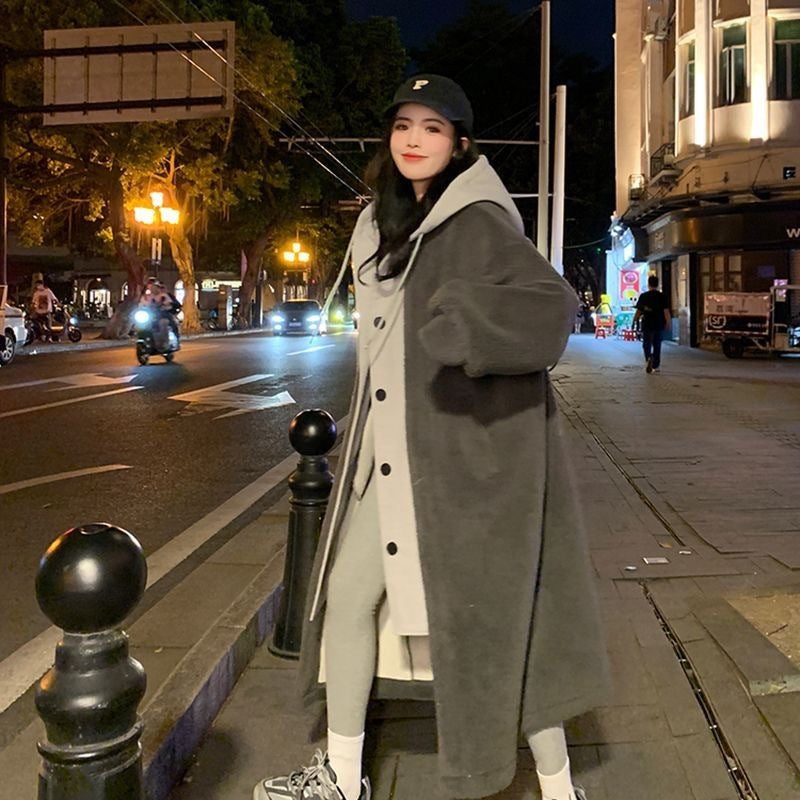 Long Coat Lambswool All-match Loose Fashionable Jacket