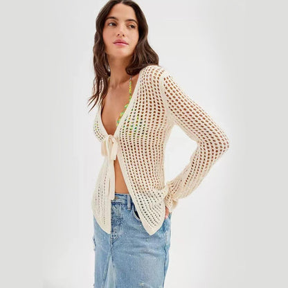 Sexy Knitted Hollow Beach Bikini Swimsuit Outwear Sun Protection Shirt