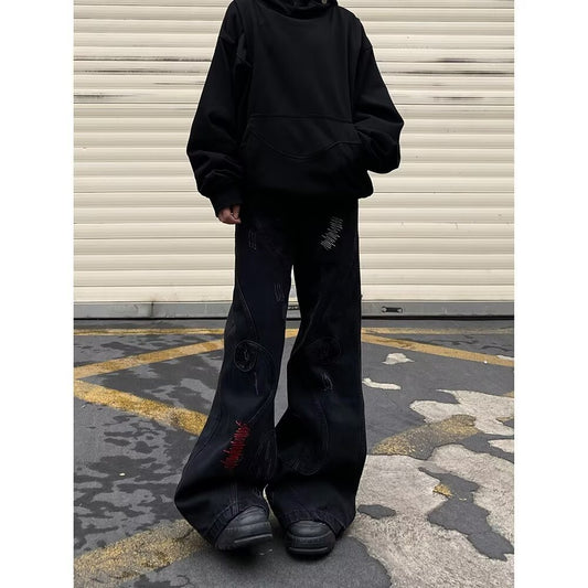 Men's Versatile Embroidered Vintage Skinny Jeans