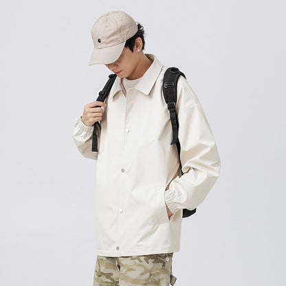 Couple Plus Size Polo Collar Jacket Loose And Simple