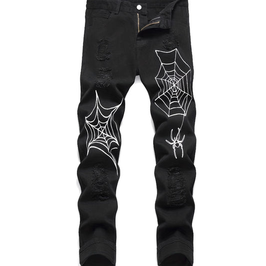 High Street Vibe Style Loose Straight Wide Leg Pants American Spider