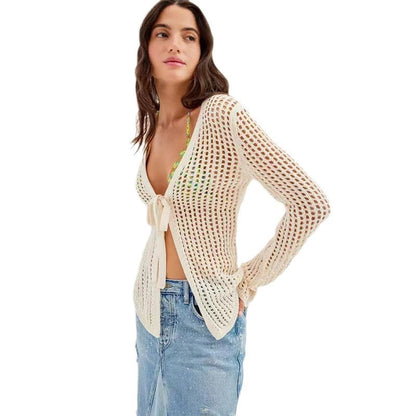 Sexy Knitted Hollow Beach Bikini Swimsuit Outwear Sun Protection Shirt
